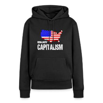 États Unis - Sweat à capuche Premium bio Femme - noir - Devant - Julia (174cm)