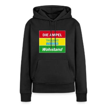 Protest Streik Demo Statement zum Wohlstand - Frauen Premium Bio Hoodie - Schwarz - Vorne - Julia (174cm)