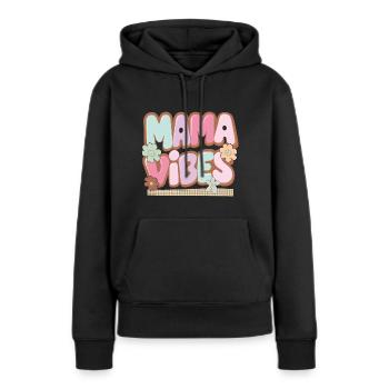 Mama Vibes: Glanz & Liebe - Frauen Premium Bio Hoodie - Schwarz - Vorne - Julia (174cm)