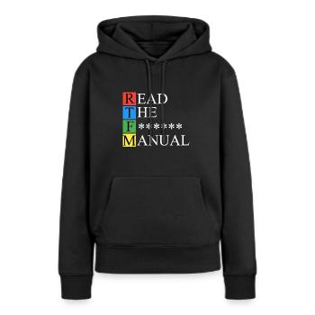 RTFM Dunkel - Frauen Premium Bio Hoodie - Schwarz - Vorne - Julia (174cm)