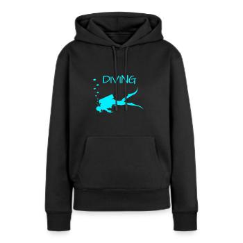 Diving Taucher mit Luftblasen Scuba Diver - Frauen Premium Bio Hoodie - Schwarz - Vorne - Julia (174cm)