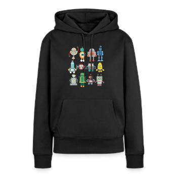 Roboter Retro - Frauen Premium Bio Hoodie - Schwarz - Vorne - Julia (174cm)