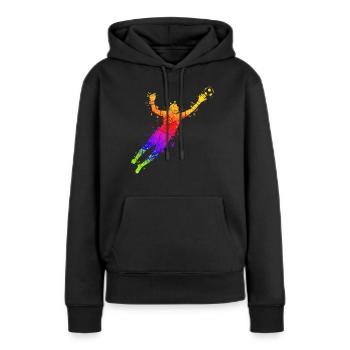 Gardien de but coloré Gardien de but De but de football - Sweat à capuche Premium bio Femme - noir - Devant - Julia (174cm)