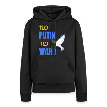 Pas de Poutine, pas de guerre ! - Sweat à capuche Premium bio Femme - noir - Devant - Julia (174cm)