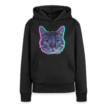 Tête de chat - Rétro - Sweat à capuche Premium bio Femme - noir - Devant - Julia (174cm)