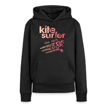 Kitesurfer vs Windsurfer - Frauen Premium Bio Hoodie - Schwarz - Vorne - Julia (174cm)