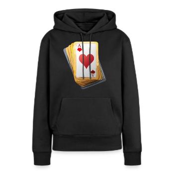 CARDS - Frauen Premium Bio Hoodie - Schwarz - Vorne - Julia (174cm)