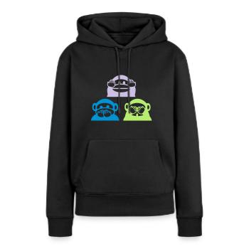 Drei Affen Dreieck - Frauen Premium Bio Hoodie - Schwarz - Vorne - Julia (174cm)