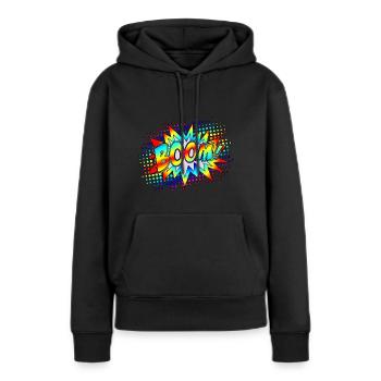 BD Boom explosion bulles super-héros Retro - Sweat à capuche Premium bio Femme - noir - Devant - Julia (174cm)