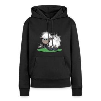 Mouton drôle avec pissenlit drôle cadeau - Sweat à capuche Premium bio Femme - noir - Devant - Julia (174cm)