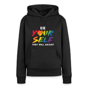 Be Yourself / Christopher street day CSD Pride - Sweat à capuche Premium bio Femme - noir - Devant - Julia (174cm)