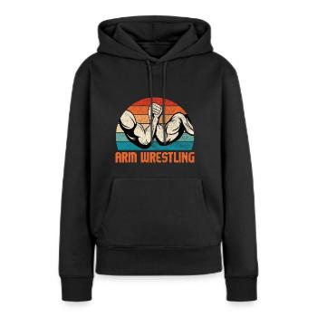 Retro Vintage Arm Wrestling Sport Arm Wrestler - Frauen Premium Bio Hoodie - Schwarz - Vorne - Julia (174cm)