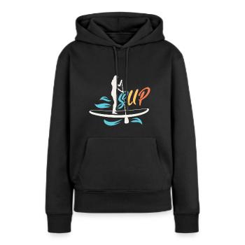 SUP Rétro Stand Up Paddle Boarding - Sweat à capuche Premium bio Femme - noir - Devant - Julia (174cm)