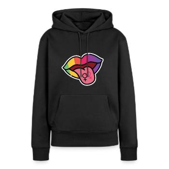 Lesbian, Mouth, Tongue, Rainbow Flag, CSD - Women’s Premium Organic Hoodie - black - Front - Julia (174cm)
