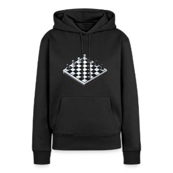 Schachbrett Schach - Frauen Premium Bio Hoodie - Schwarz - Vorne - Julia (174cm)