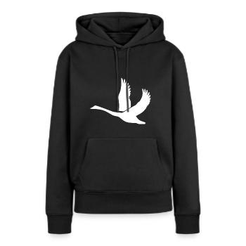 Cygne aux ailes énormes - Sweat à capuche Premium bio Femme - noir - Devant - Julia (174cm)