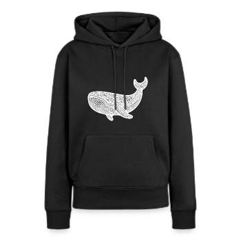 Grande baleine nageant Vintage créature de mer - Sweat à capuche Premium bio Femme - noir - Devant - Julia (174cm)