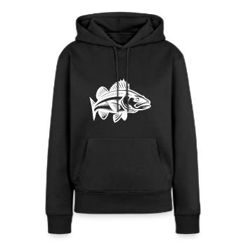 Poisson sandre élégant - Sweat à capuche Premium bio Femme - noir - Devant - Julia (174cm)