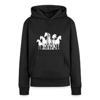 Chevaux élégants avec une crinière sauvage élégante - Sweat à capuche Premium bio Femme - noir - Devant - Julia (174cm)