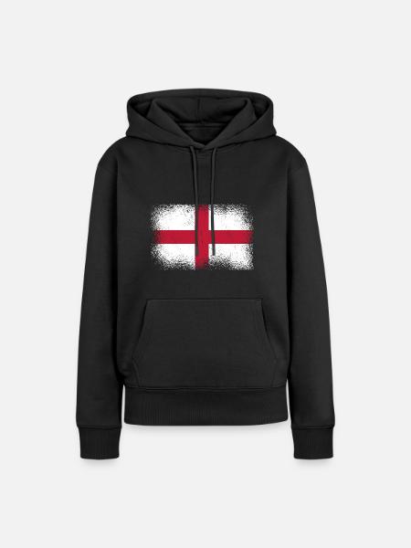 England Flagge Vintage Englische Fahne Used Look - Dame Premium hoodie, økologisk bomuld - sort