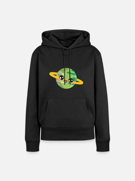 Planet Weltraum - Frauen Premium Bio Hoodie - Schwarz
