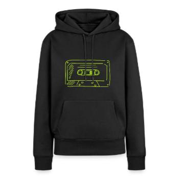 Kassette - Frauen Premium Bio Hoodie - Schwarz - Vorne - Julia (174cm)