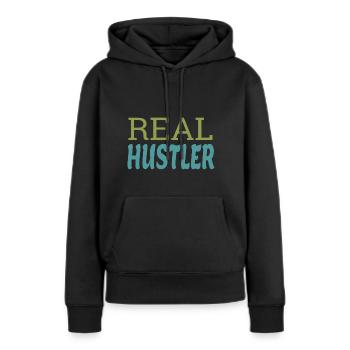 Real Hustler - Frauen Premium Bio Hoodie - Schwarz - Vorne - Julia (174cm)