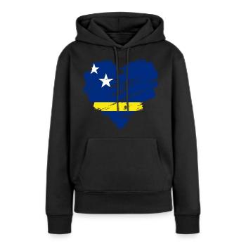 Curaçao - Frauen Premium Bio Hoodie - Schwarz - Vorne - Julia (174cm)