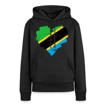 Tanzanie - Sweat à capuche Premium bio Femme - noir - Devant - Julia (174cm)