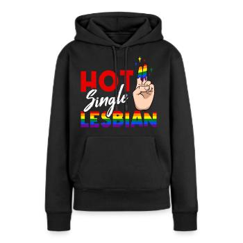 Hot Single Lesbian LGBTQ Lesbian Pride, CSD Pride - Sweat à capuche Premium bio Femme - noir - Devant - Julia (174cm)