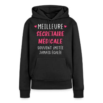 Meilleure secrétaire médicale - Sweat à capuche Premium bio Femme - noir - Devant - Julia (174cm)