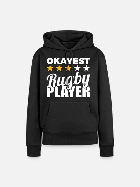Witziger Rugbyspieler - Frauen Premium Bio Hoodie - Schwarz