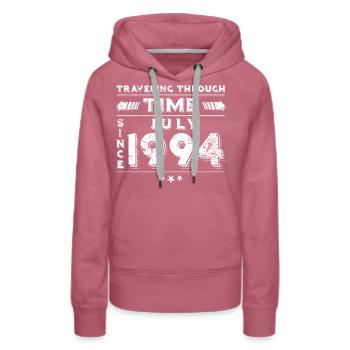 Vintage Time Travel Birthday Design July 1994 - Women’s Premium Organic Hoodie - mauve - Front - Isabella (175cm)
