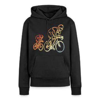 Rennrad Retro Stil - Frauen Premium Bio Hoodie - Schwarz - Vorne - Julia (174cm)