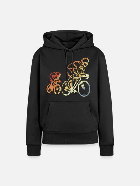 Rennrad Retro Stil - Frauen Premium Bio Hoodie - Schwarz