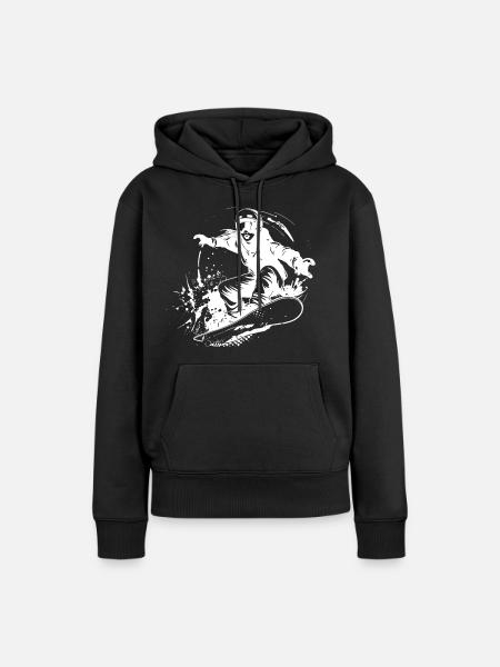 Snowboarding Mädchen - Frauen Premium Bio Hoodie - Schwarz