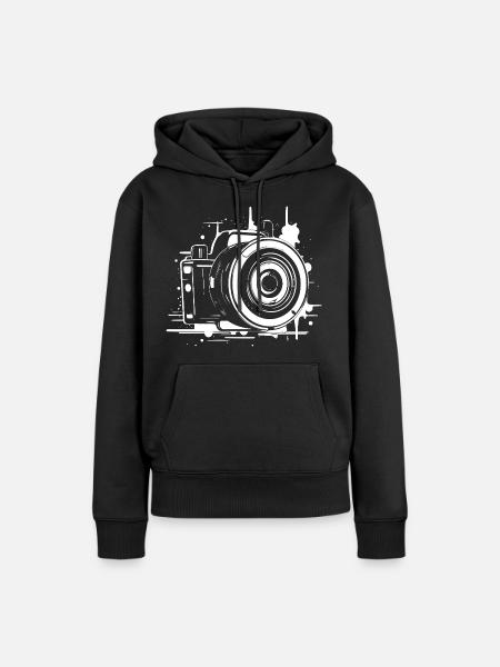 Fotokamera - Frauen Premium Bio Hoodie - Schwarz