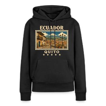 Ecuador Quito Vintage Reisemarke - Frauen Premium Bio Hoodie - Schwarz - Vorne - Julia (174cm)