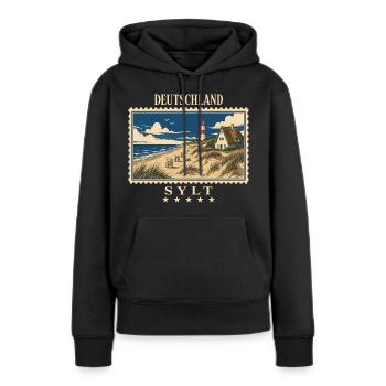 Deutschland Sylt Vintage Reisemarke - Frauen Premium Bio Hoodie - Schwarz - Vorne - Julia (174cm)