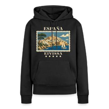 Spanien Eivissa Vintage Reisemarke - Frauen Premium Bio Hoodie - Schwarz - Vorne - Julia (174cm)