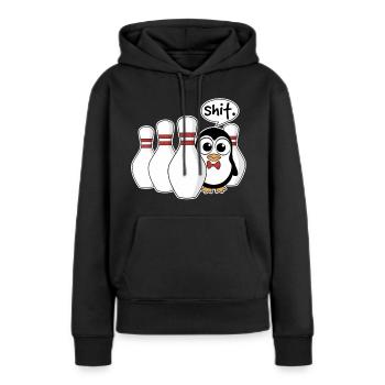 Pinguin im Kegel – Shit Moment Shirt - Frauen Premium Bio Hoodie - Schwarz - Vorne - Julia (174cm)