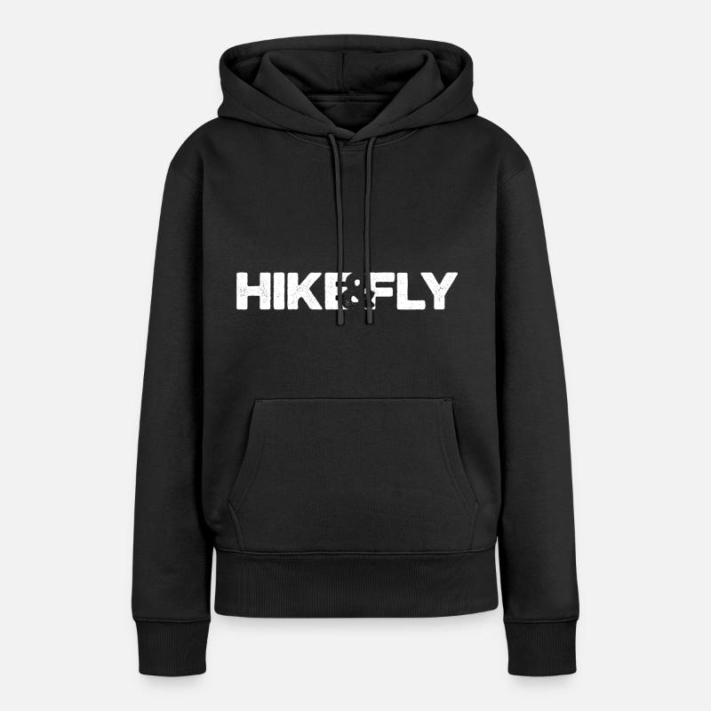 HIKE&FLY blanc - Sweat à capuche Premium bio Femme - noir