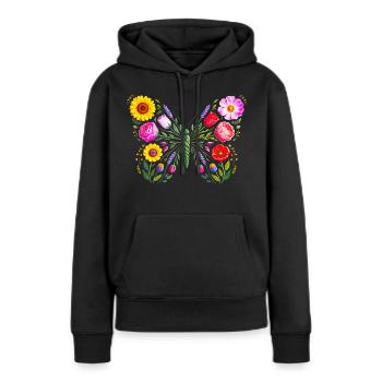 Women's Floral Butterfly Silhouette - Women’s Premium Organic Hoodie - black - Front - Julia (174cm)