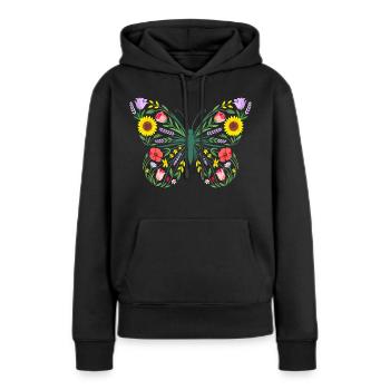 Women's Floral Butterfly Silhouette - Women’s Premium Organic Hoodie - black - Front - Julia (174cm)