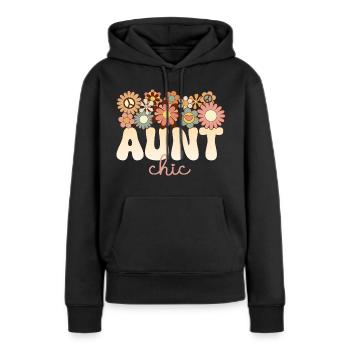Retro Boho 1970 Tante Formidable Tata Chic - Sweat à capuche Premium bio Femme - noir - Devant - Julia (174cm)