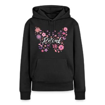 Schmetterling Junge Rentnerin Frau Ruhestand - Frauen Premium Bio Hoodie - Schwarz - Vorne - Julia (174cm)