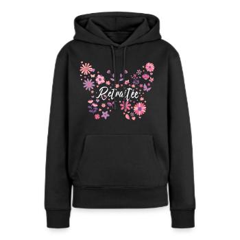 Papillon Jeune Retraitée Femme Retraite - Sweat à capuche Premium bio Femme - noir - Devant - Julia (174cm)