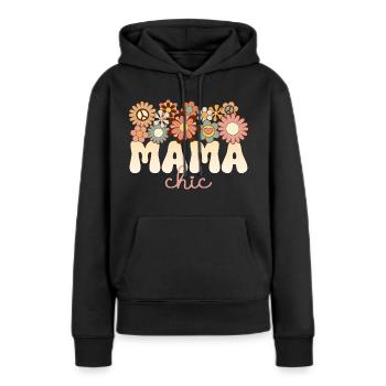 Retro Boho 1970 Maman Formidable Maman Chic - Sweat à capuche Premium bio Femme - noir - Devant - Julia (174cm)