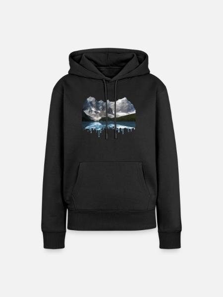 Mountains Low Poly - Frauen Premium Bio Hoodie - Schwarz