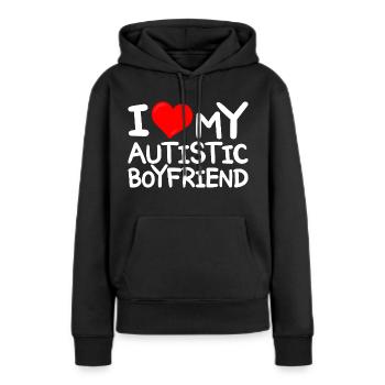 J'adore Copain Autiste J'aime Petit Ami Autiste - Sweat à capuche Premium bio Femme - noir - Devant - Julia (174cm)
